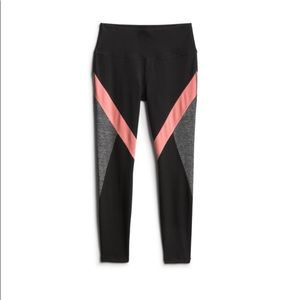 Black Active Leggings with Pink Stripe - Small